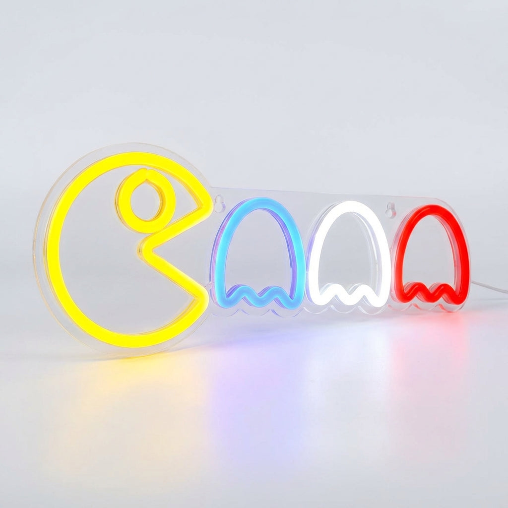 Speels neonschild met geesten