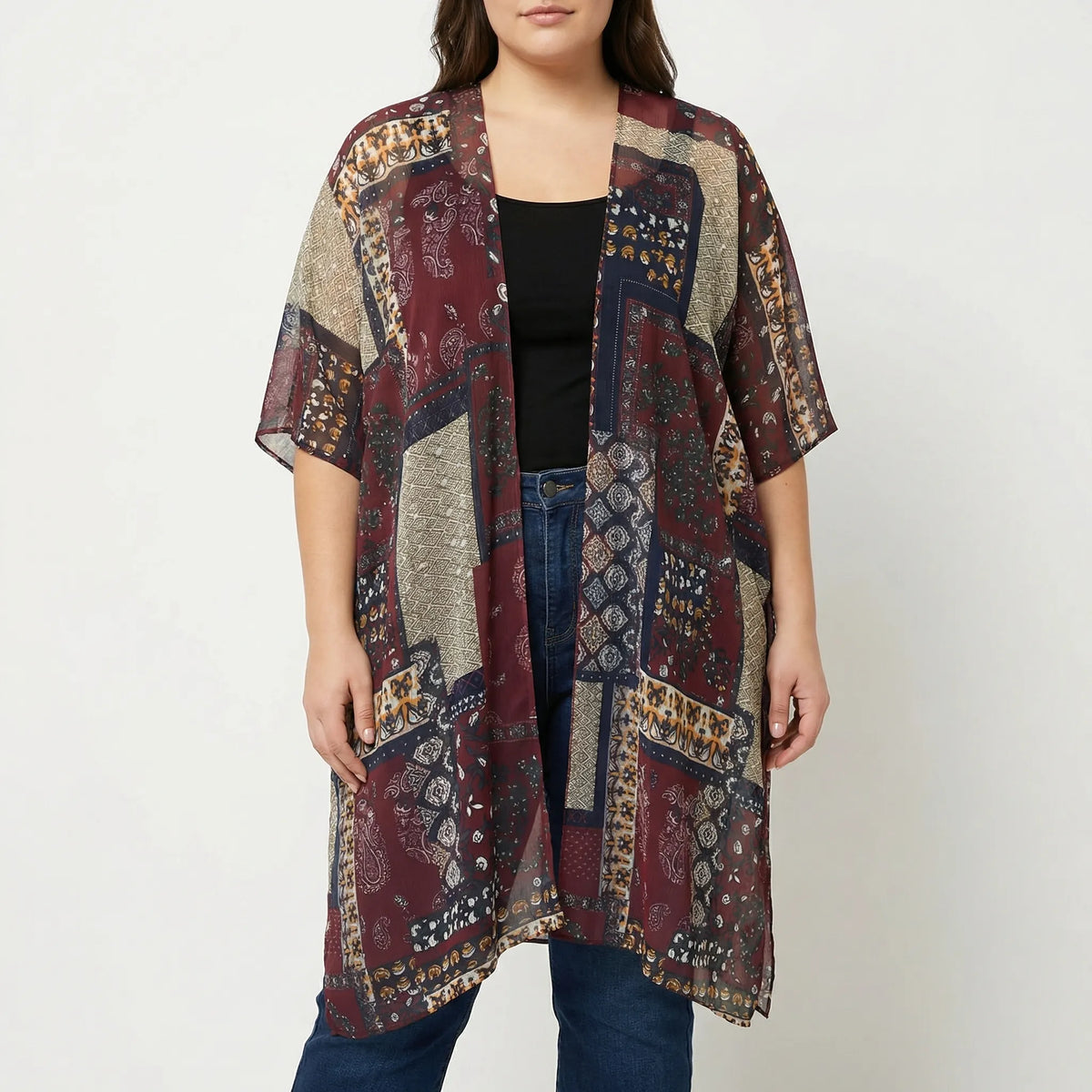 Plus-size boho-stijl strandjas
