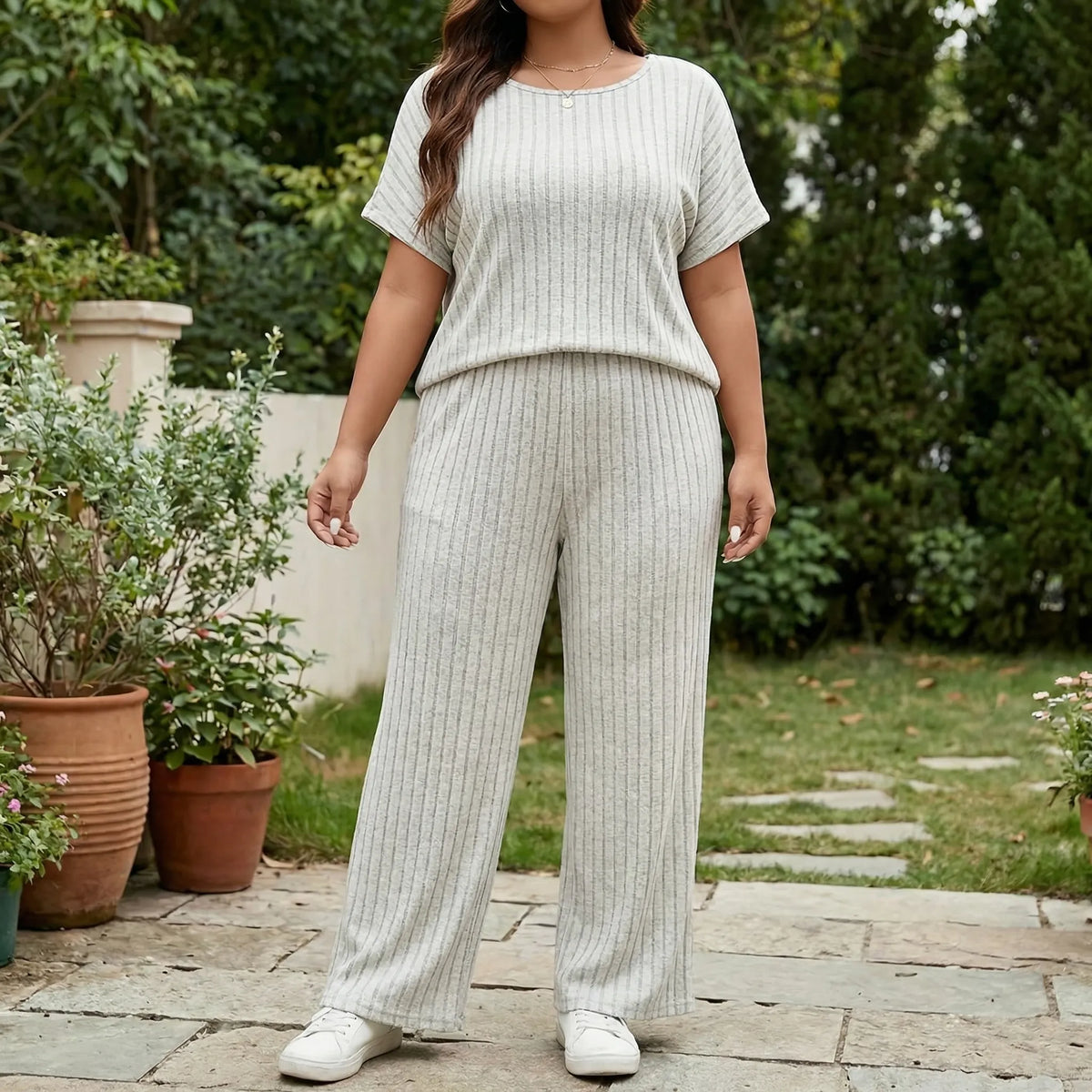 Plus-size casual tweedelige set