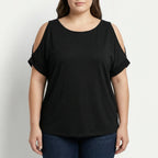 Plus-size cold-shoulder top met korte mouwen
