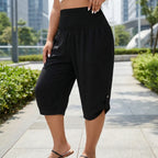 Plusmaat cropped broek met rechte pijpen