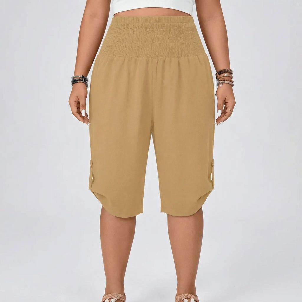 Plusmaat cropped broek met rechte pijpen