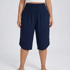 Plusmaat cropped broek met rechte pijpen