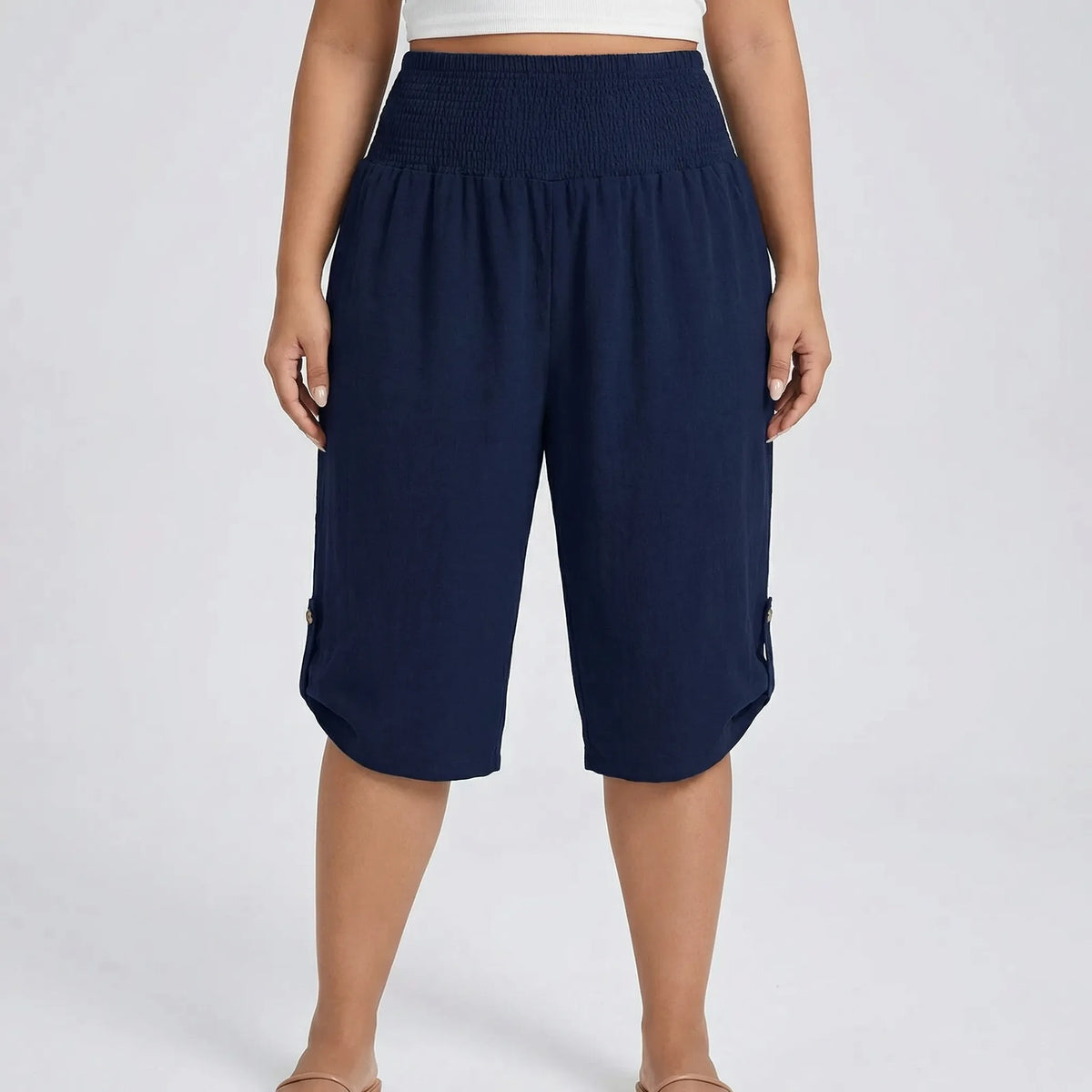 Plusmaat cropped broek met rechte pijpen