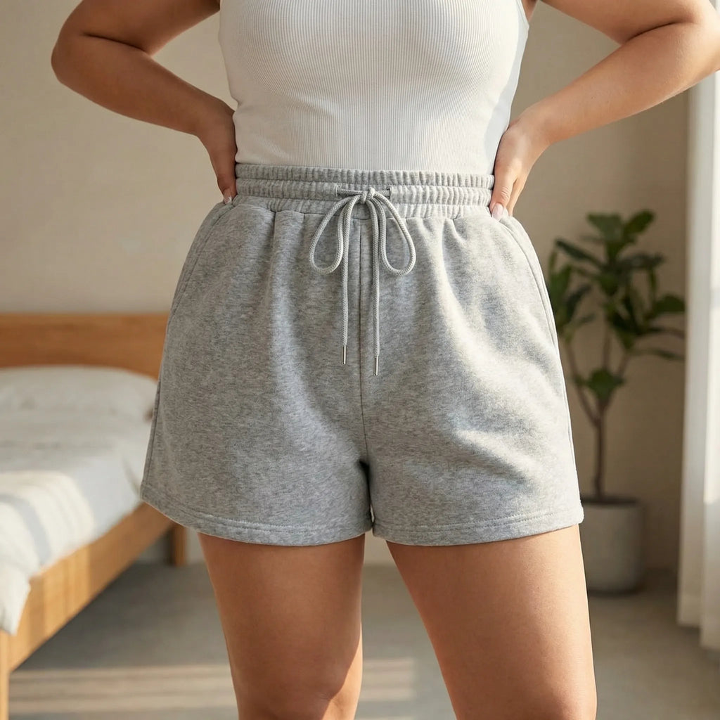 Plus-size shorts met trekkoord in de taille