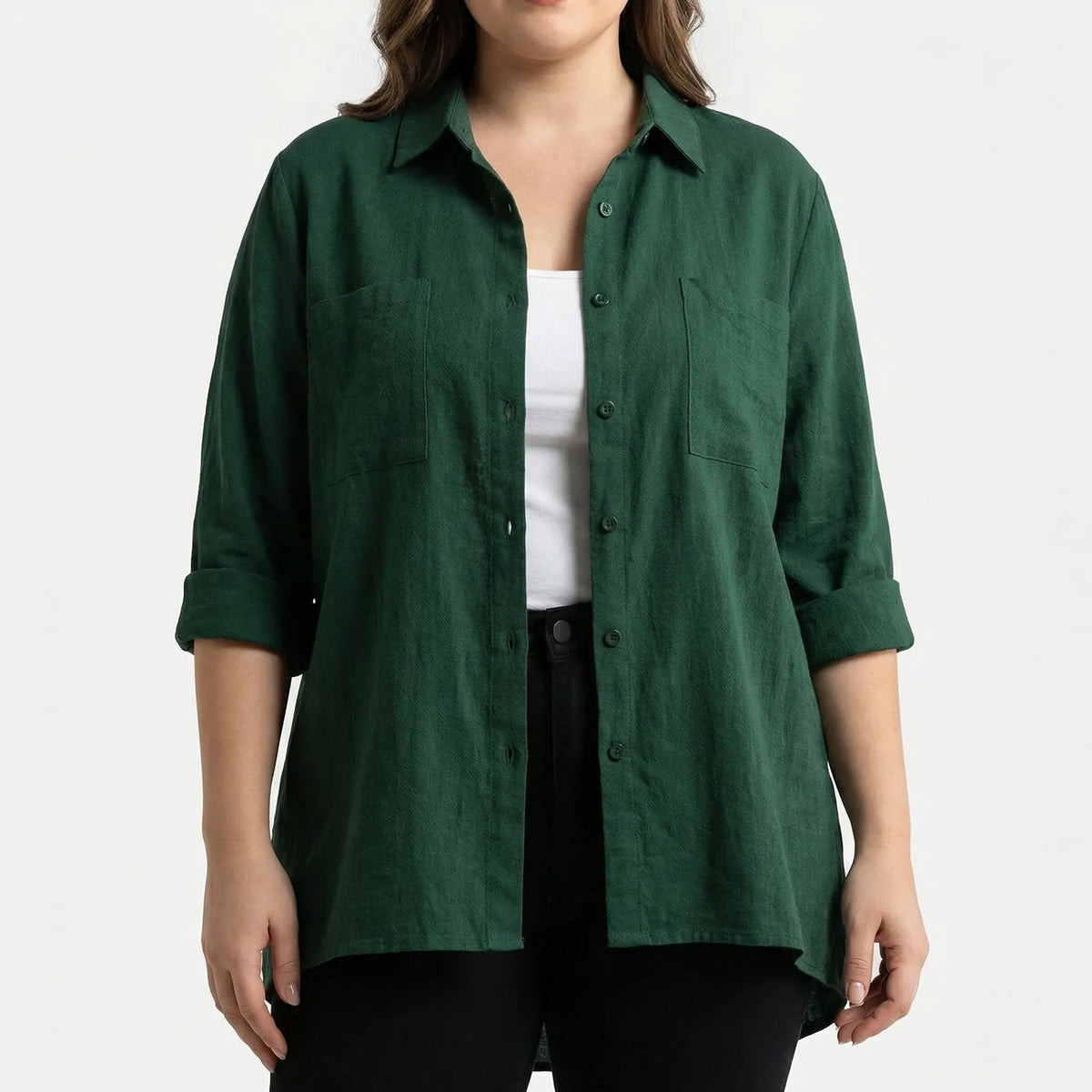 Plus-size casual top met reverskraag