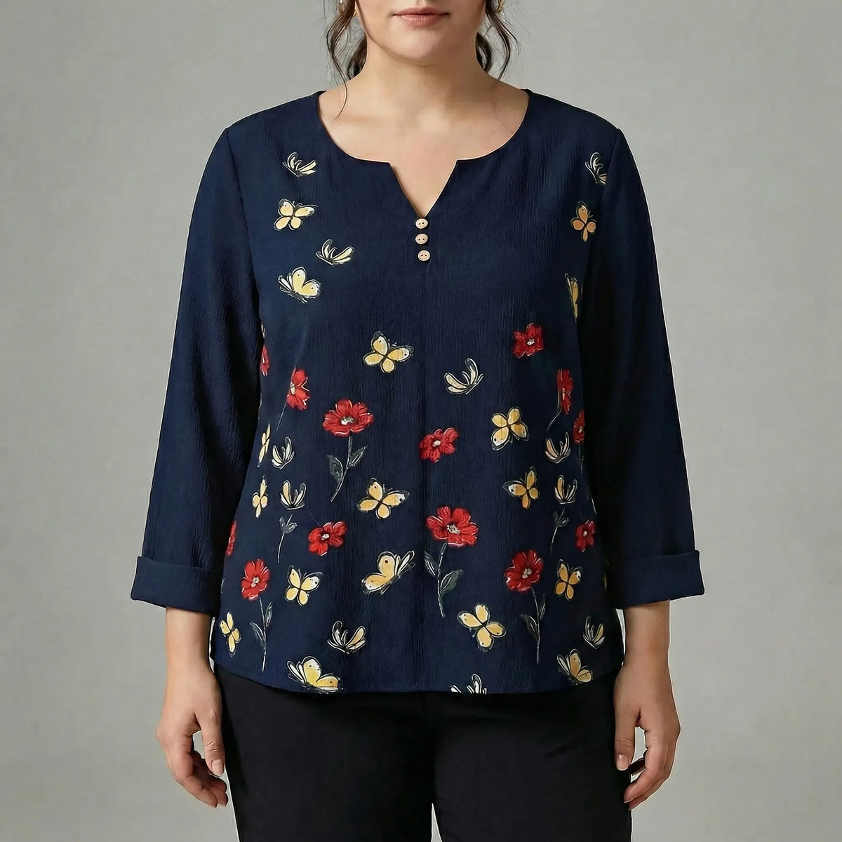 Plus-size casual top met lange mouwen