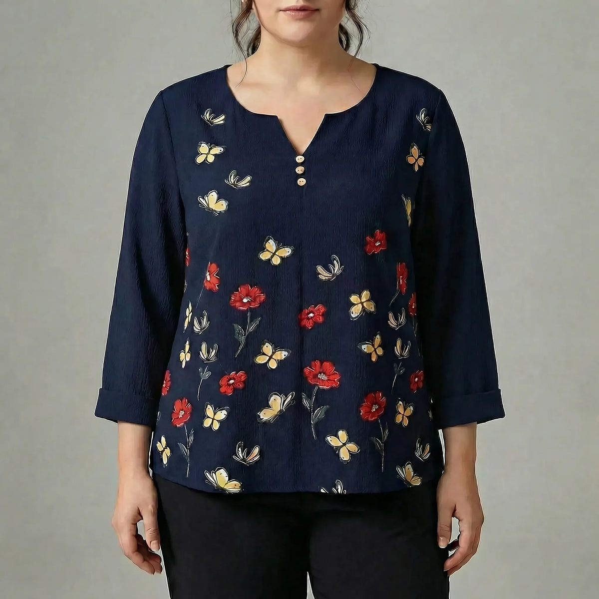 Plus-size casual top met lange mouwen