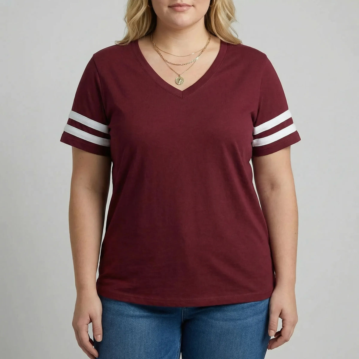 Plusmaat losvallend T-shirt met V-hals