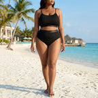 Plussize geribde tweedelige bikiniset