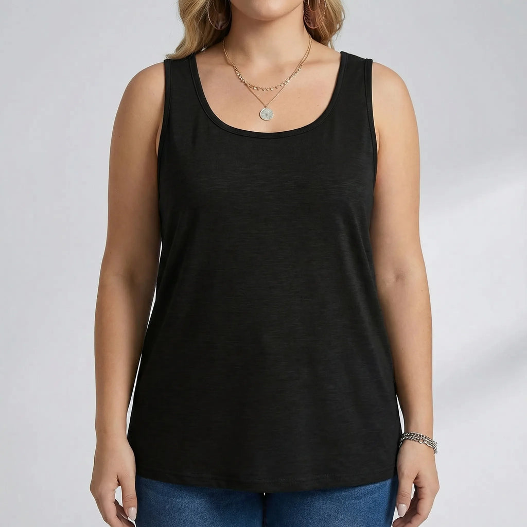 Plus-size mouwloze U-hals tanktop