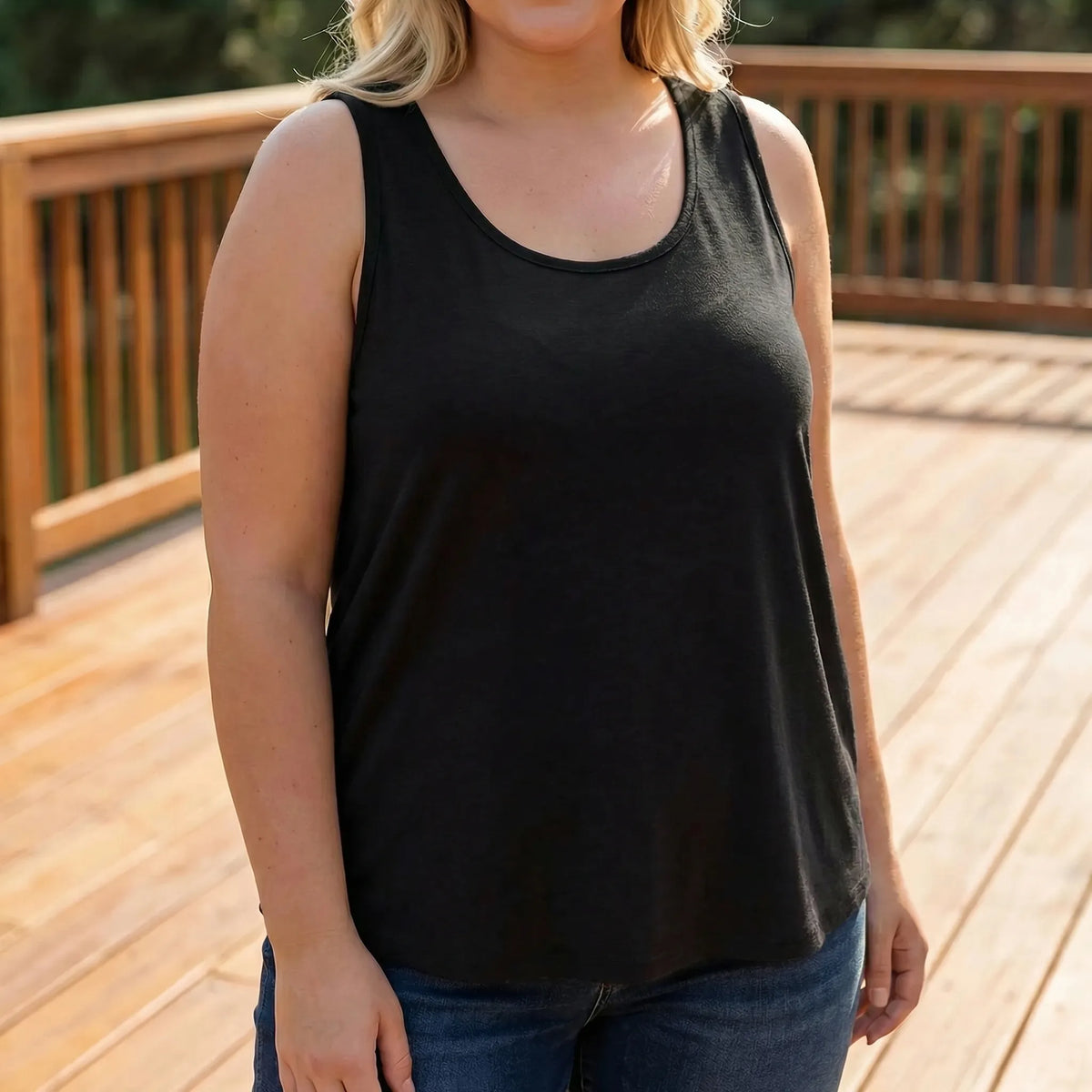 Plus-size mouwloze U-hals tanktop