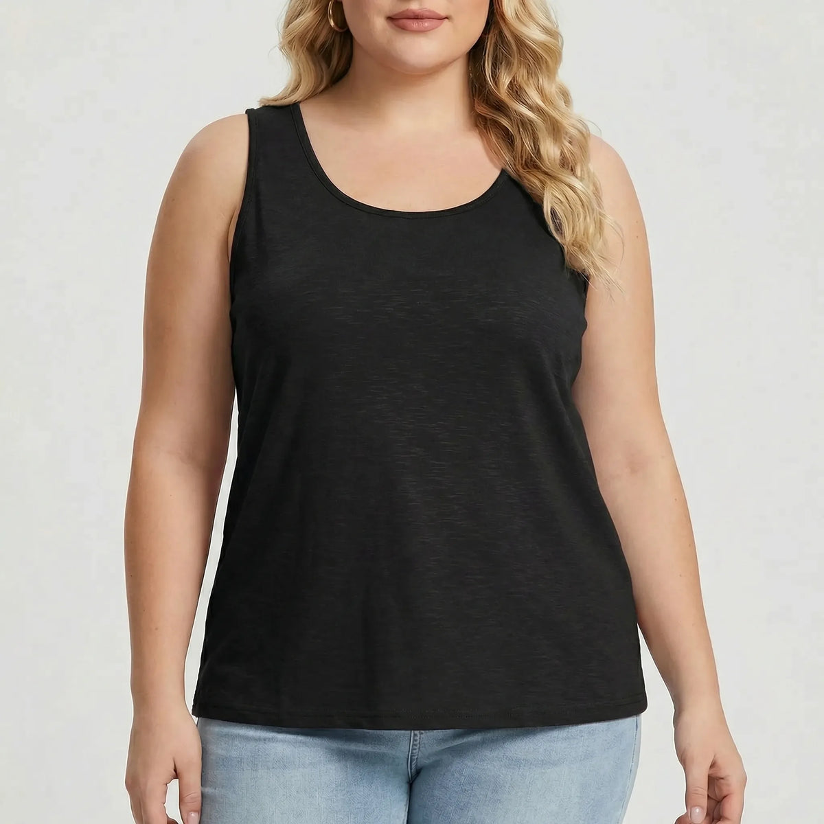 Plus-size mouwloze U-hals tanktop