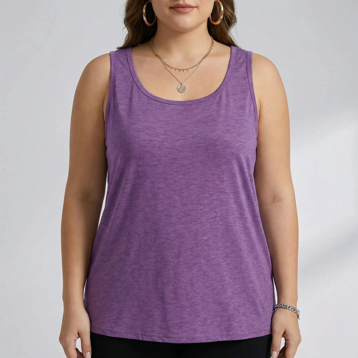 Plus-size mouwloze U-hals tanktop