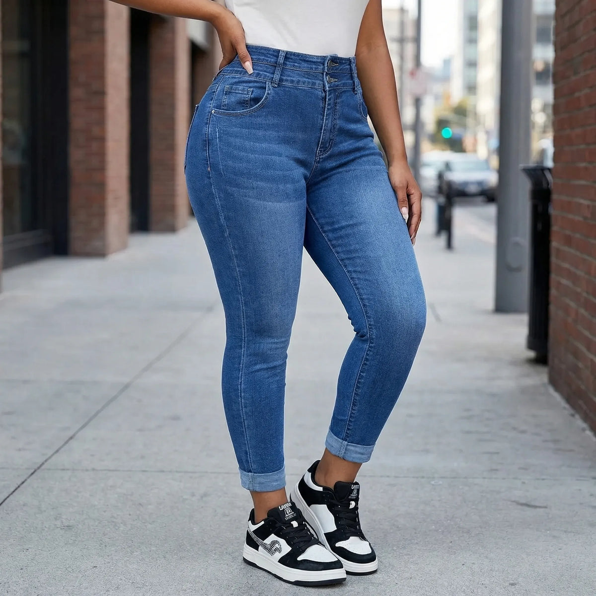 Stretch denimbroek in grote maten