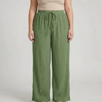 Plusmaat casual broek met wijde pijpen