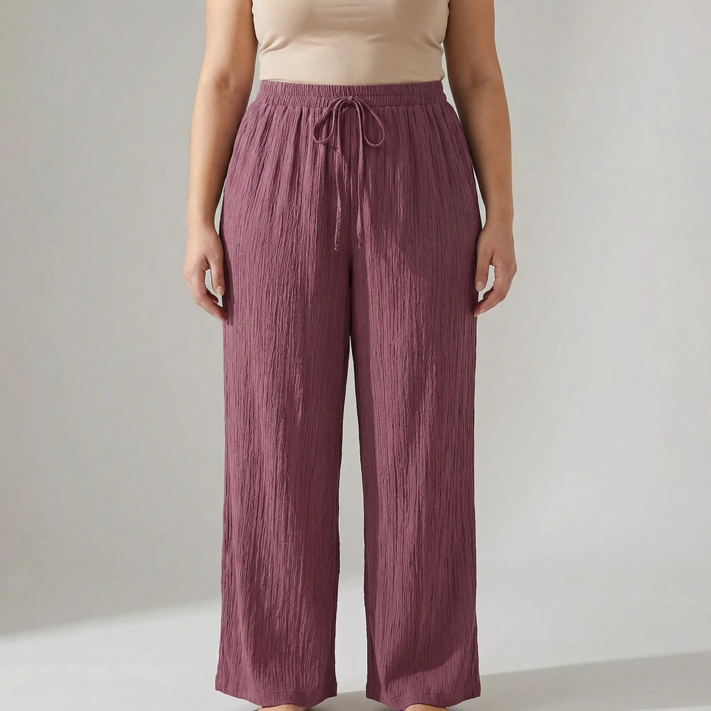 Plusmaat casual broek met wijde pijpen