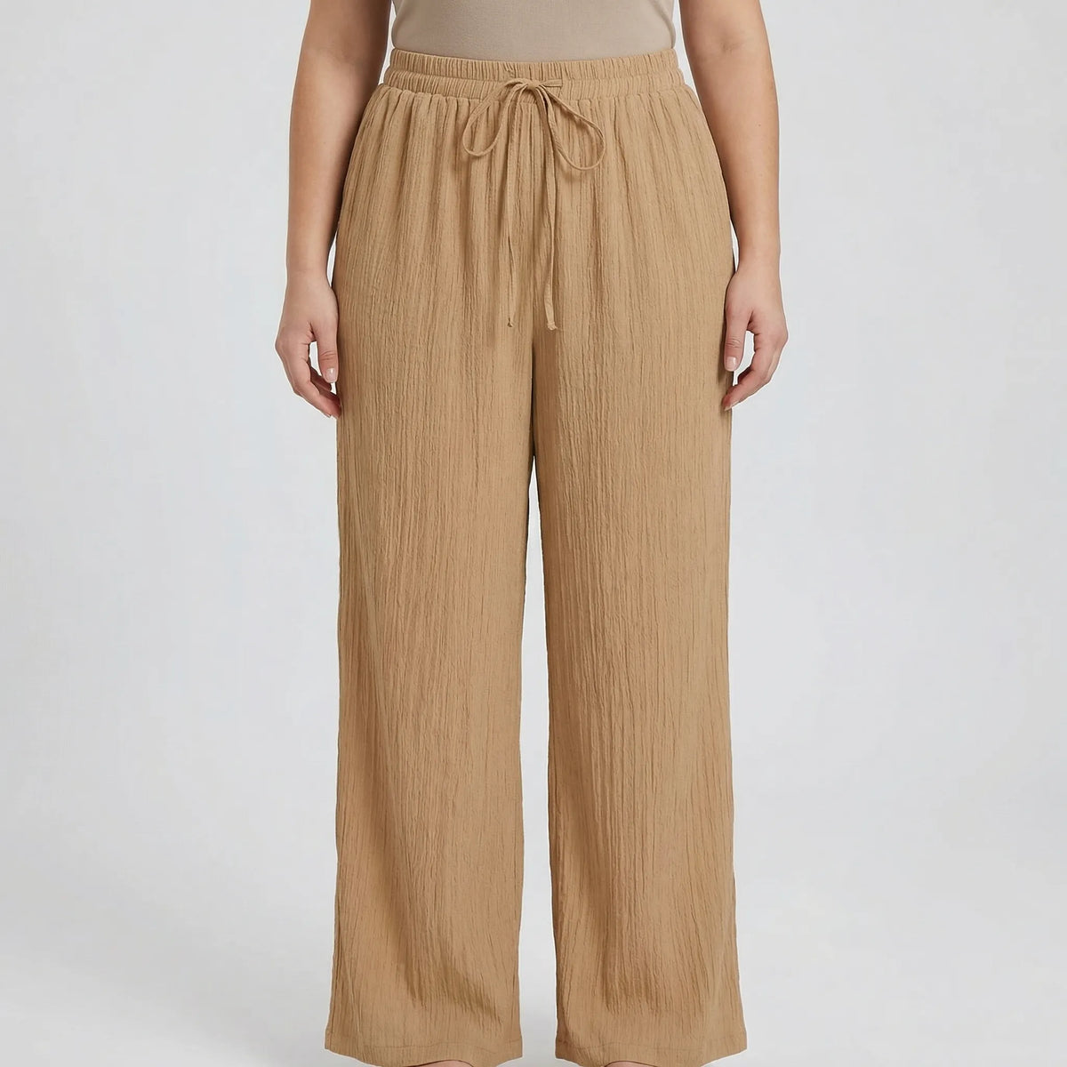 Plusmaat casual broek met wijde pijpen
