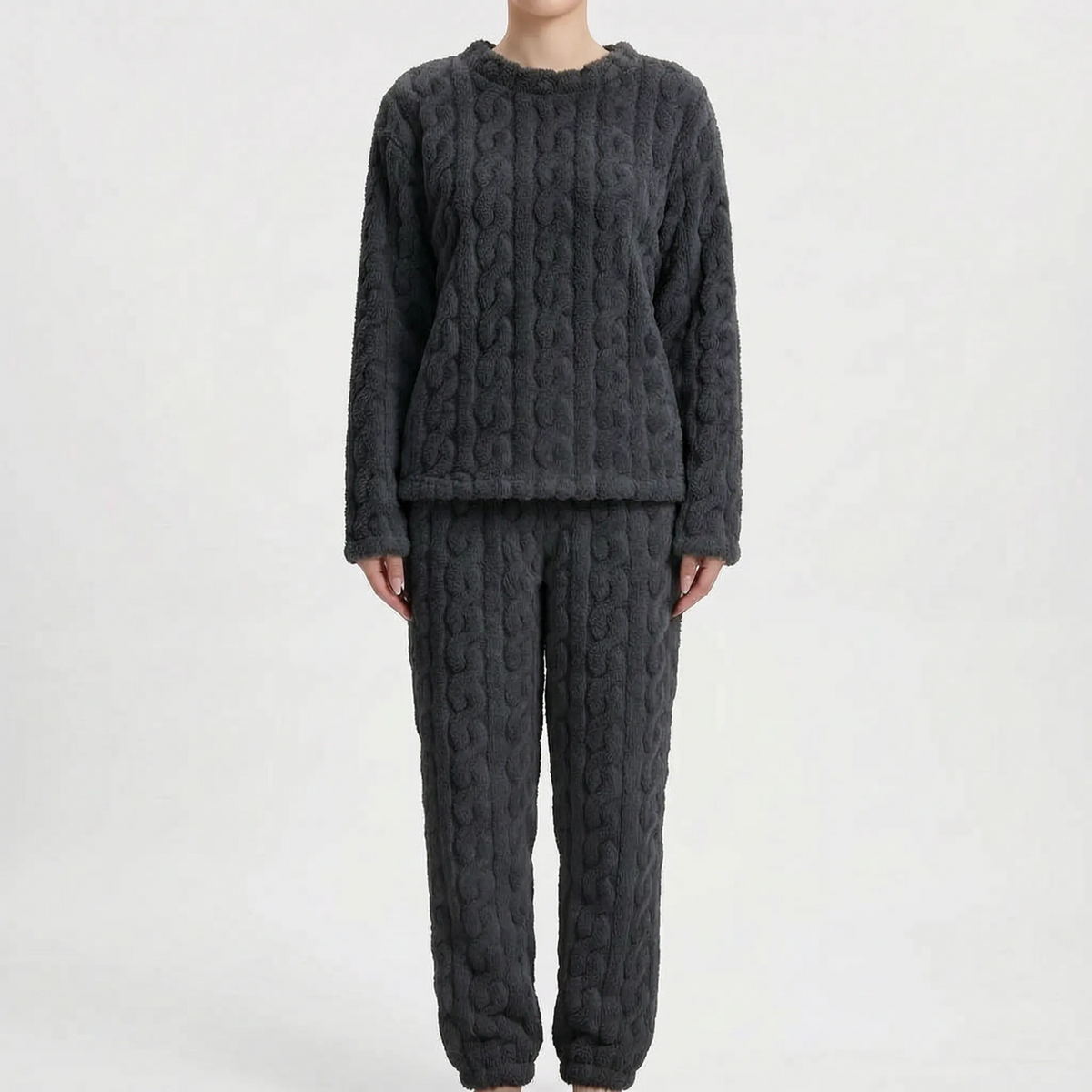 Pluche pyjama-set met lange mouwen
