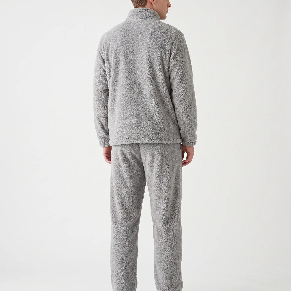 Pluche herenpyjamaset met rits