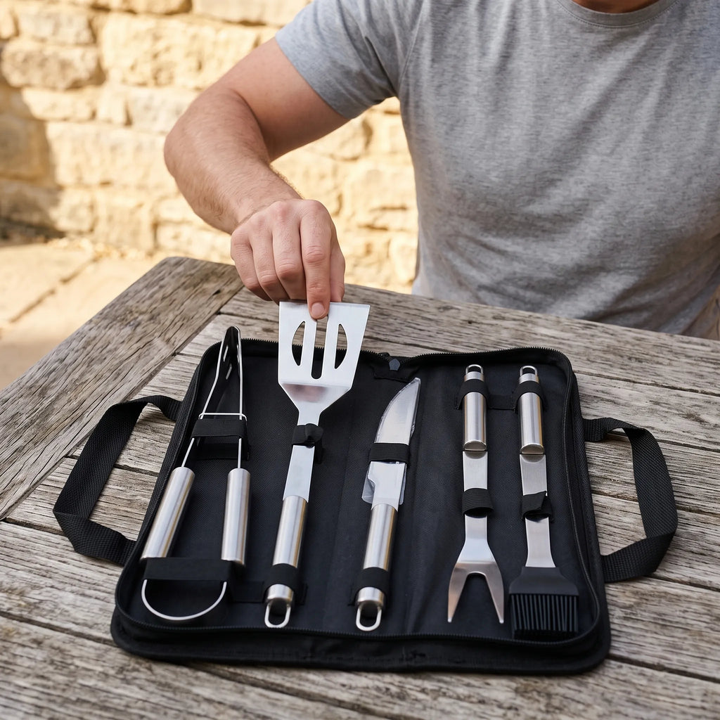 Draagbare barbecuegereedschapset