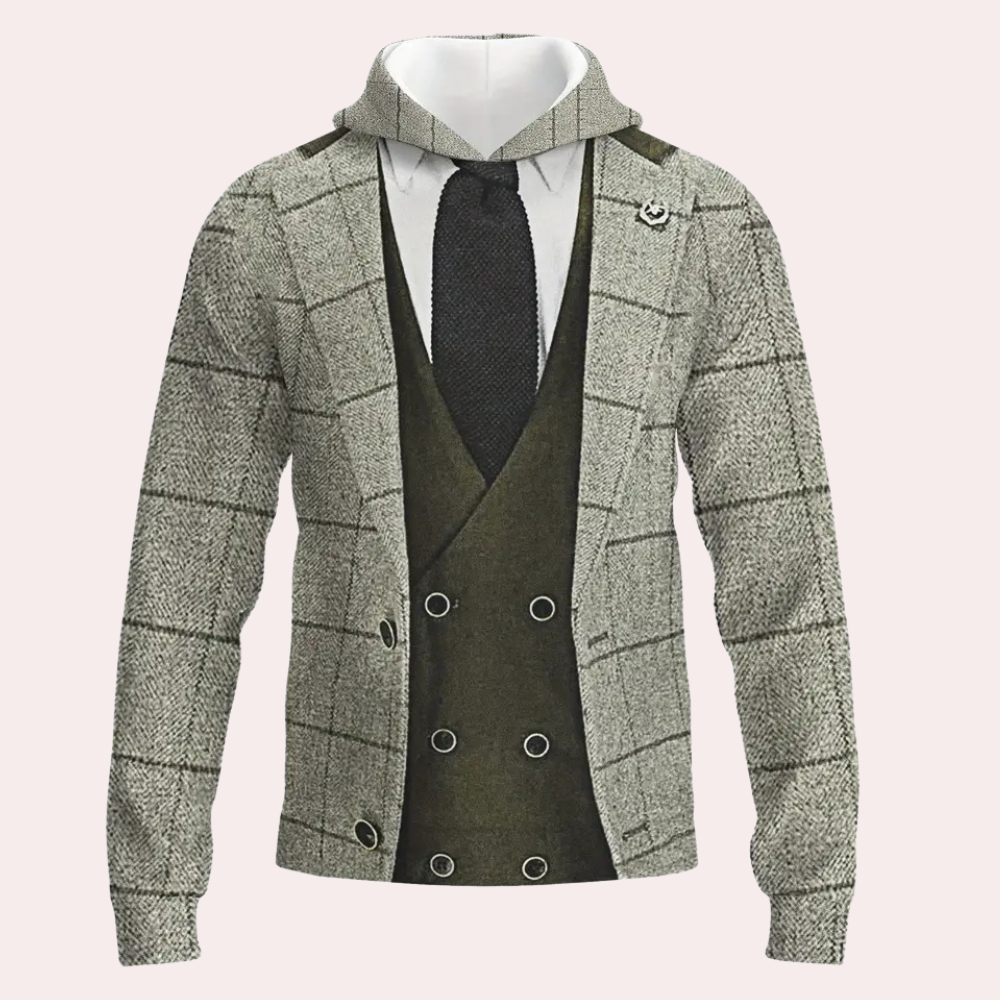 Herenhoodie met ruitpatroon
