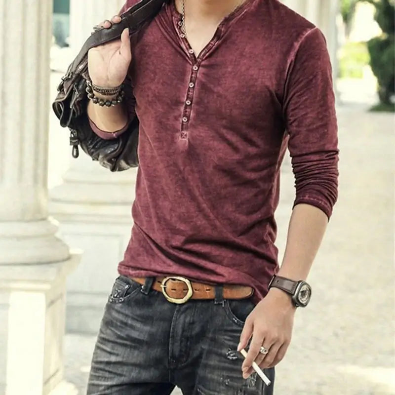 Casual herenhenley met lange mouwen