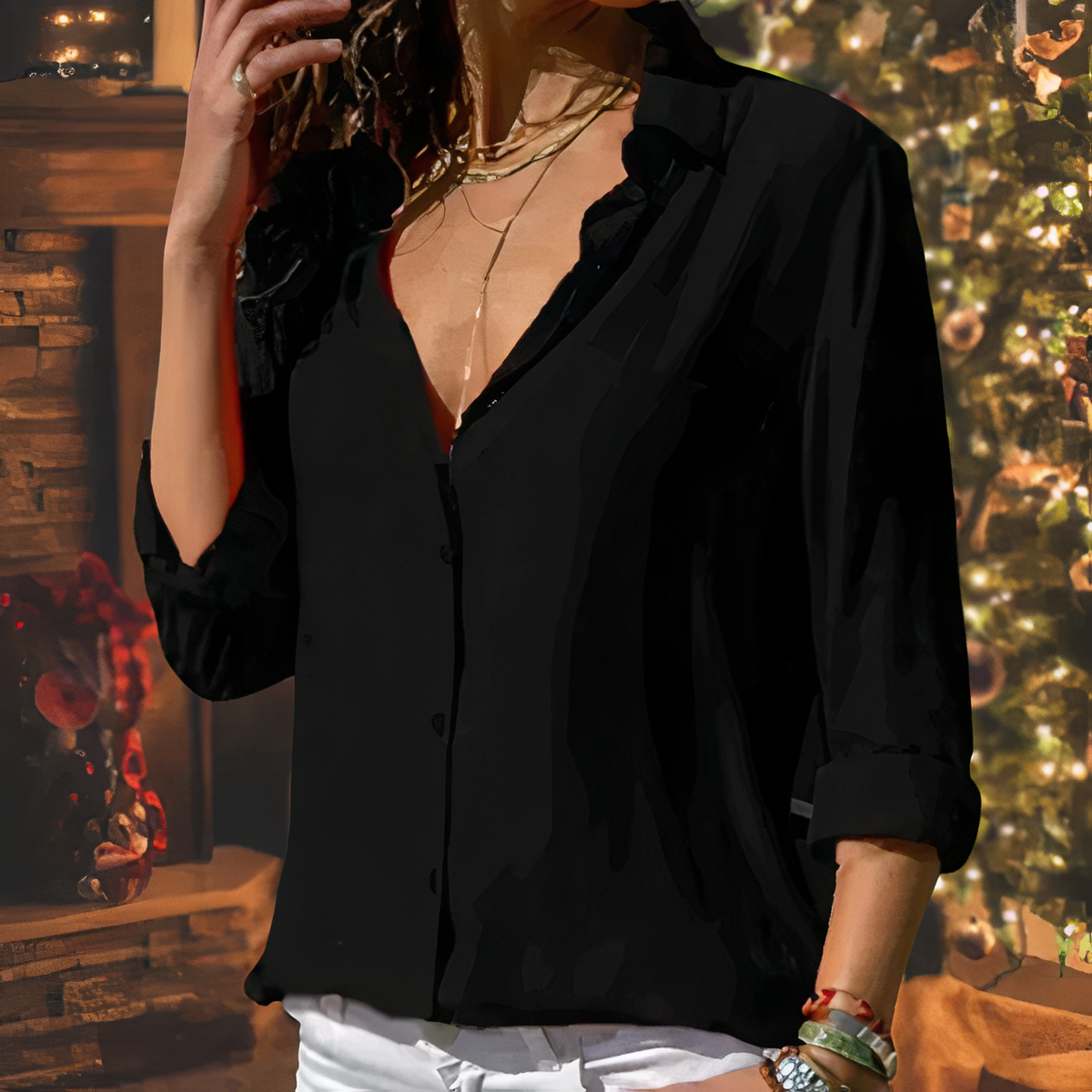 Vloeiende blouse met knoopsluiting