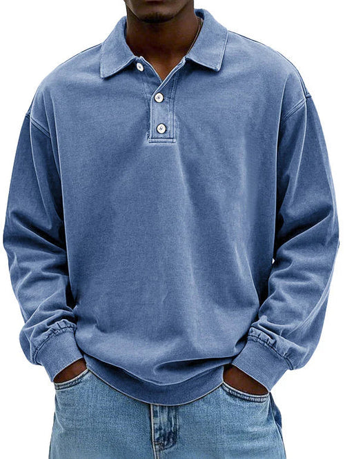 Johnny | Herensweatshirt met polokraag en lange mouwen