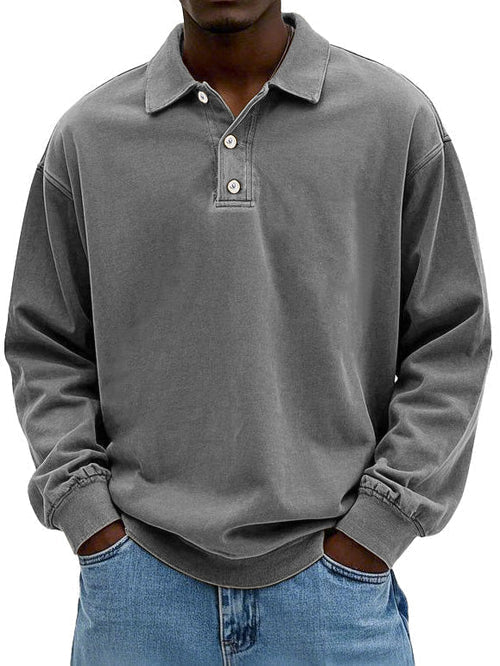 Johnny | Herensweatshirt met polokraag en lange mouwen