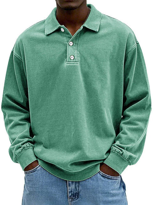 Johnny | Herensweatshirt met polokraag en lange mouwen