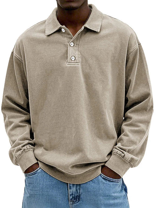 Johnny | Herensweatshirt met polokraag en lange mouwen