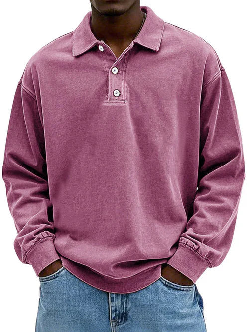 Johnny | Herensweatshirt met polokraag en lange mouwen