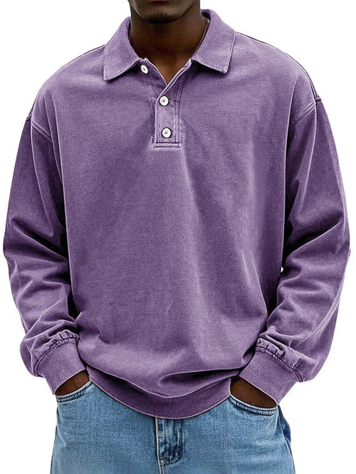 Johnny | Herensweatshirt met polokraag en lange mouwen