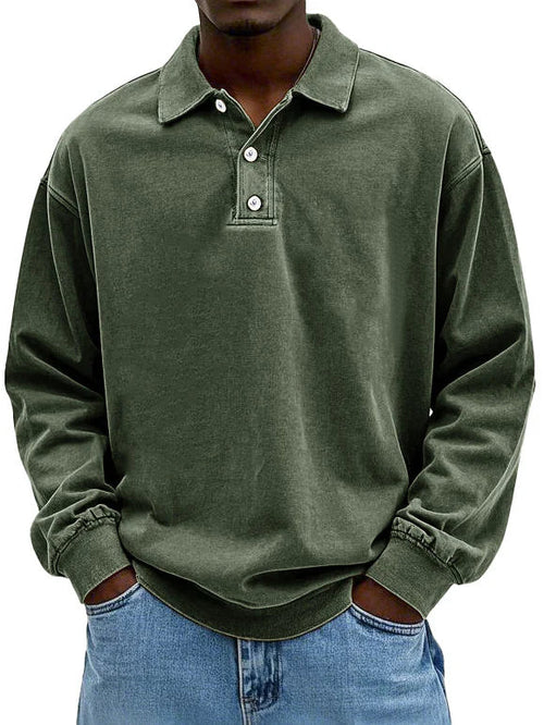 Johnny | Herensweatshirt met polokraag en lange mouwen