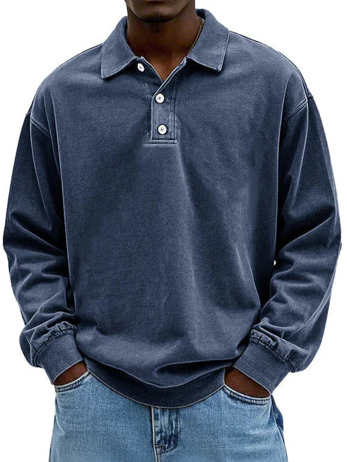 Johnny | Herensweatshirt met polokraag en lange mouwen
