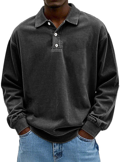 Johnny | Herensweatshirt met polokraag en lange mouwen