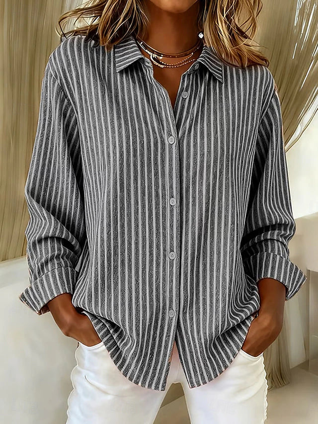 Gestreept shirt met knoopsluiting en lange mouwen