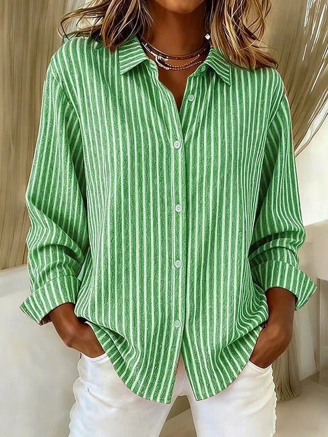 Gestreept shirt met knoopsluiting en lange mouwen