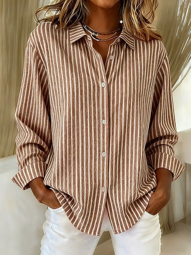 Gestreept shirt met knoopsluiting en lange mouwen