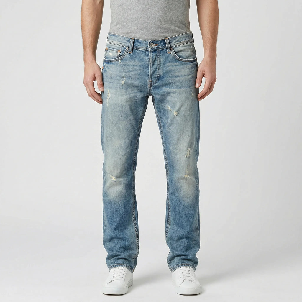 Rechte herenjeans met gescheurde details