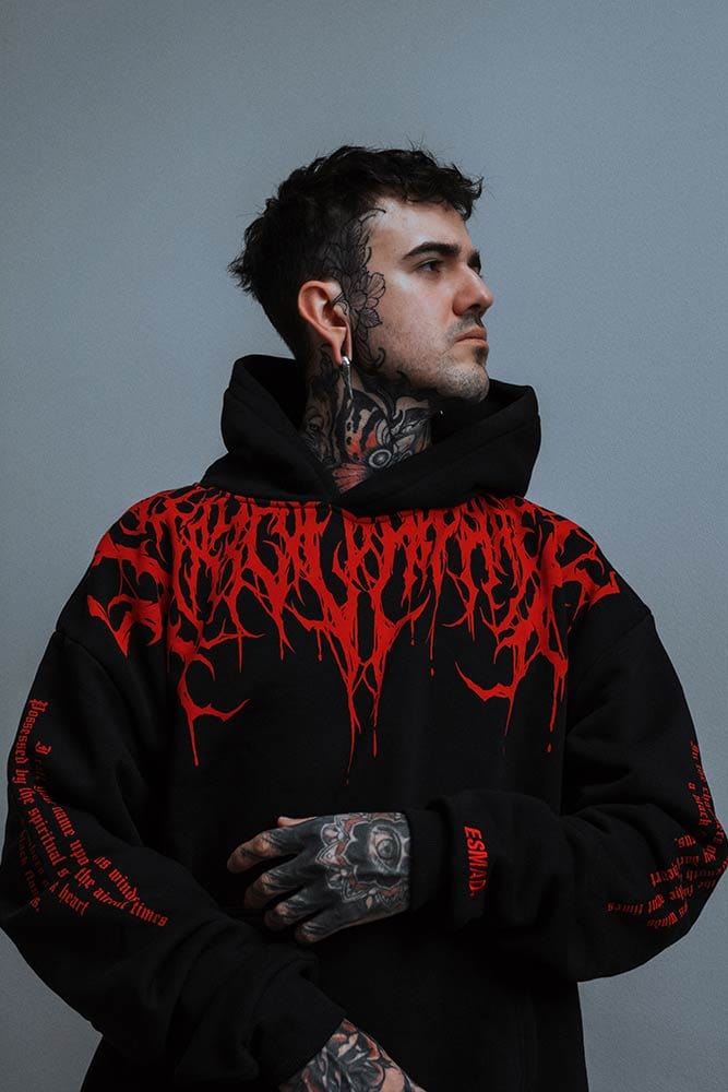 Oversized heavy hoodie met print