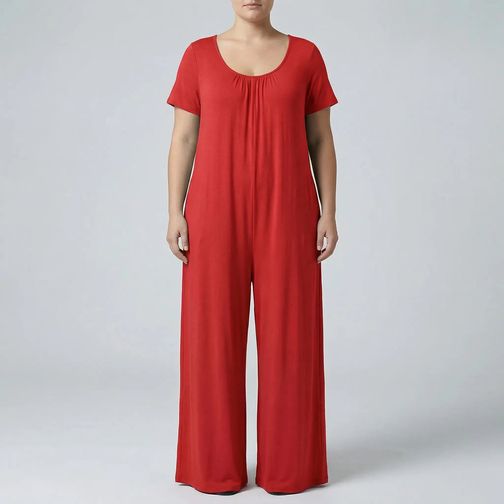 Relaxte pasvorm, lange jumpsuit in plusmaat