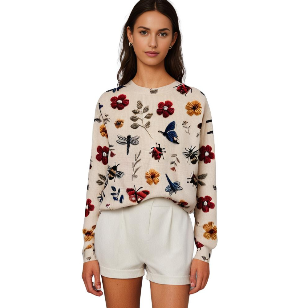 Vrolijke damestrui met bloemenprint