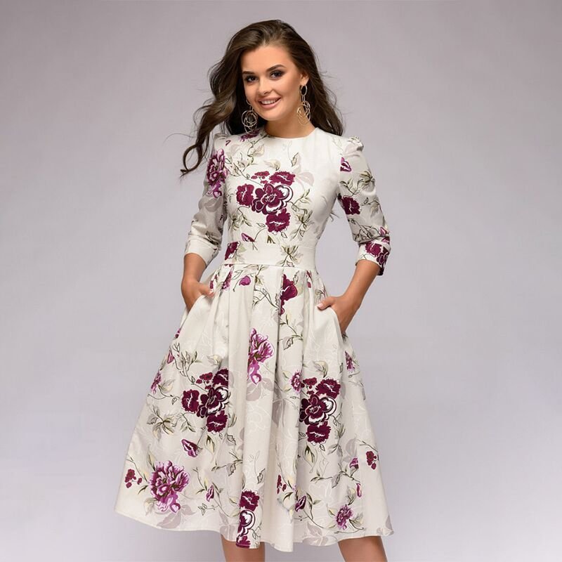 Retro jurk met bloemenprint