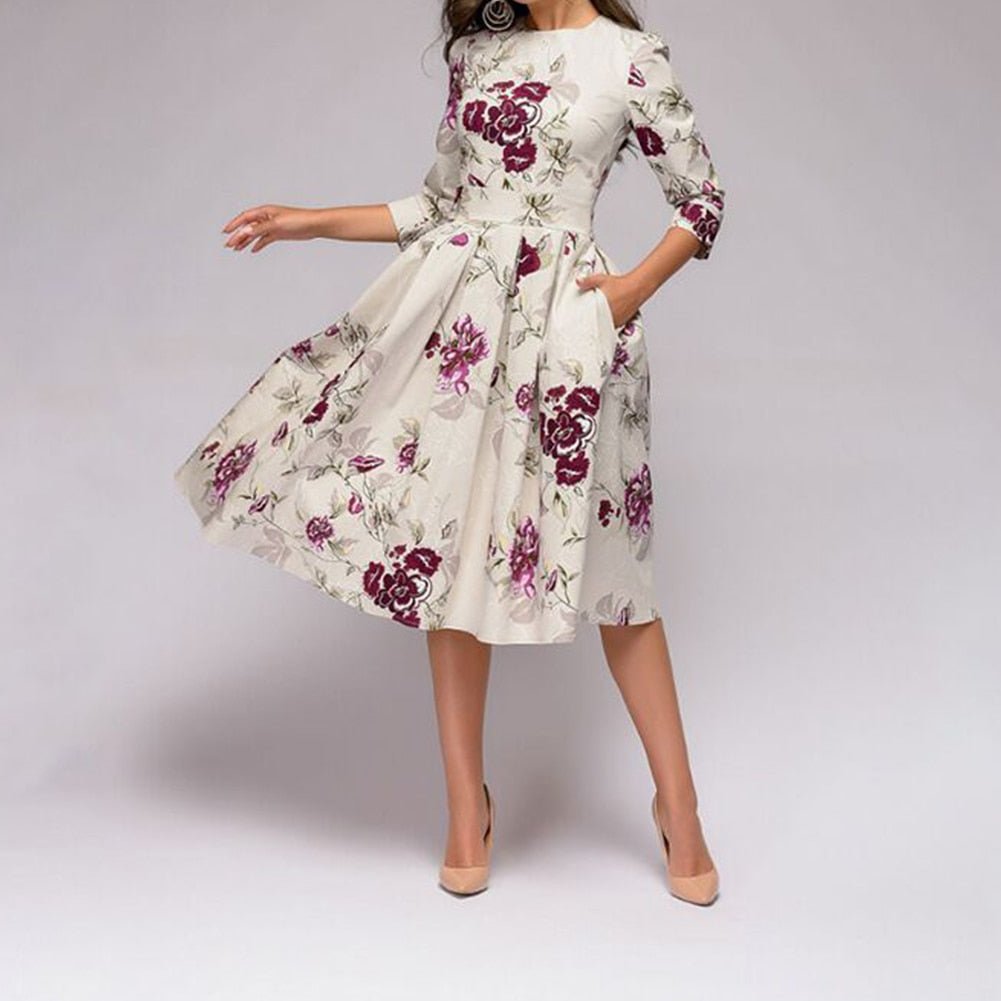 Retro jurk met bloemenprint