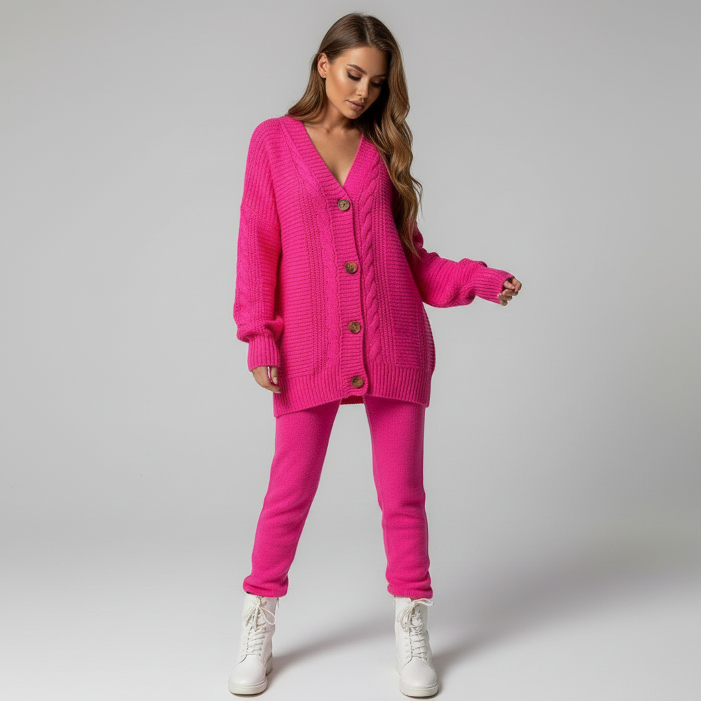 Rippenstrik cardigan met knopsluiting