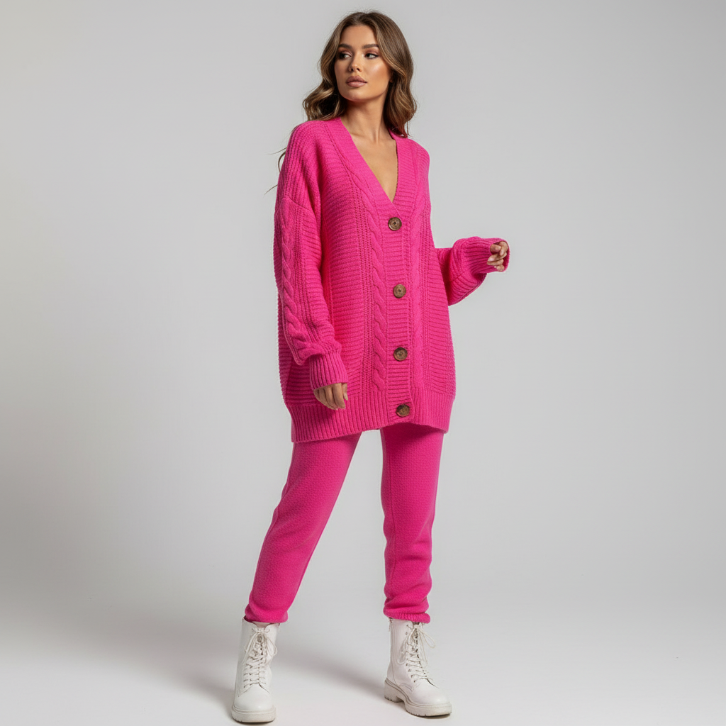 Rippenstrik cardigan met knopsluiting