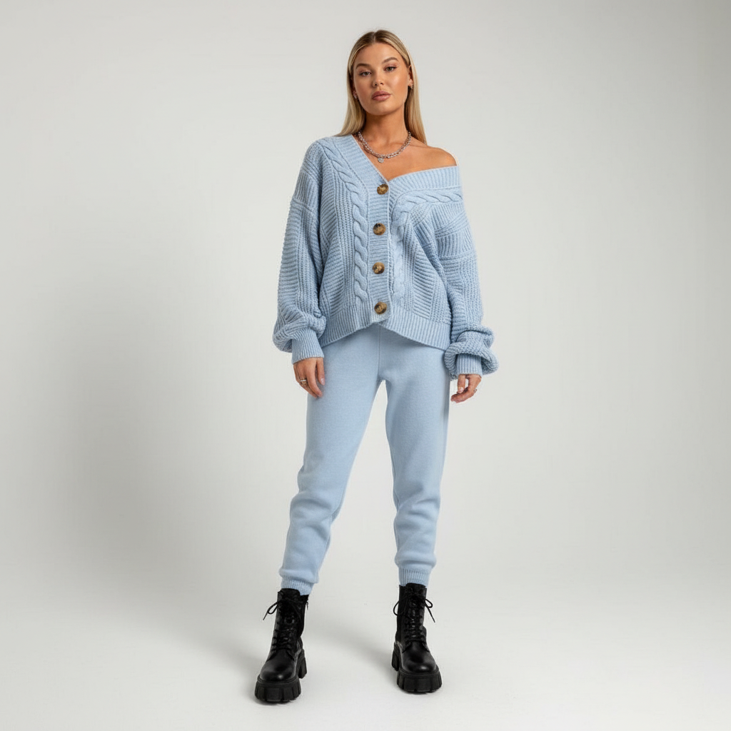 Rippenstrik cardigan met knopsluiting