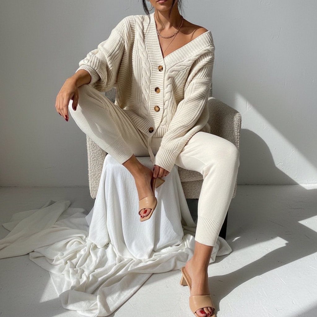 Rippenstrik cardigan met knopsluiting